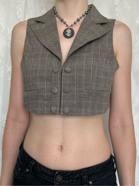Office Siren / Dark Academia Grey & Brown Vest
